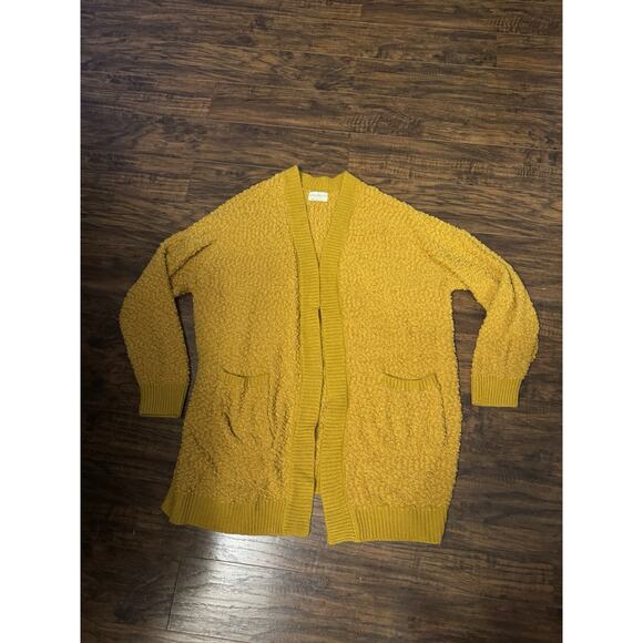 Bobbie Brooks Long Mustard Yellow Open Long Sleeve Cardigan With Pockets Sz:2X - Picture 1 of 4